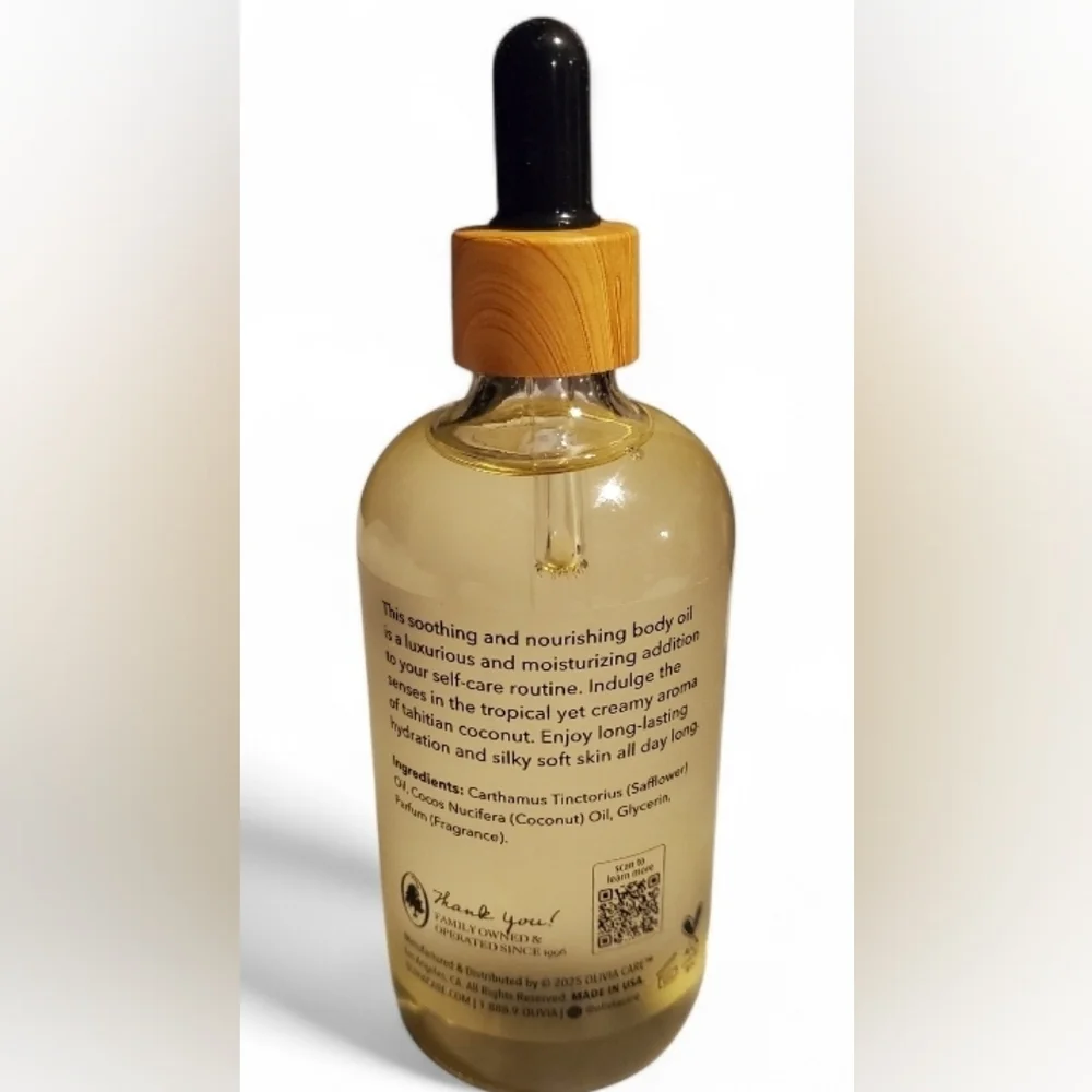 New Coconut Nourishing Body Oil By Olivia Care Tahitian 8 FL Oz